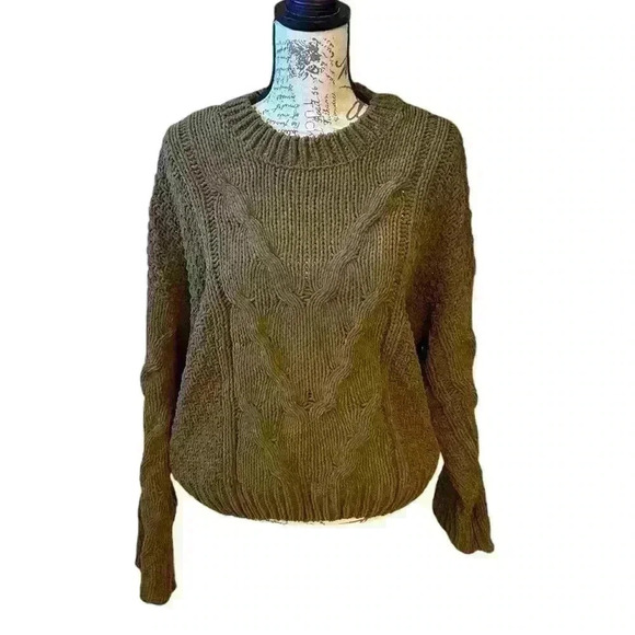 VINTAGE OLIVE GREEN Chunky Cableknit Sweater 💚🤎 - Picture 1 of 8